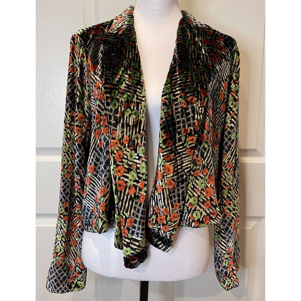 ett:twa Anthropologie Multicolored Jacket Women’s Size 4 Beautiful Velvet Shirt - Picture 2 of 12